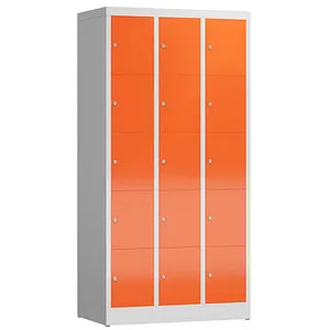 ClassiX Schließfachschrank X-520534, rot, 15 Fächer - Schränke mit 15 Fächern und Zylinderschloss, stabile Stahlkonstruktion, ideal für Schulen und Betriebe, komplett montiert geliefert.