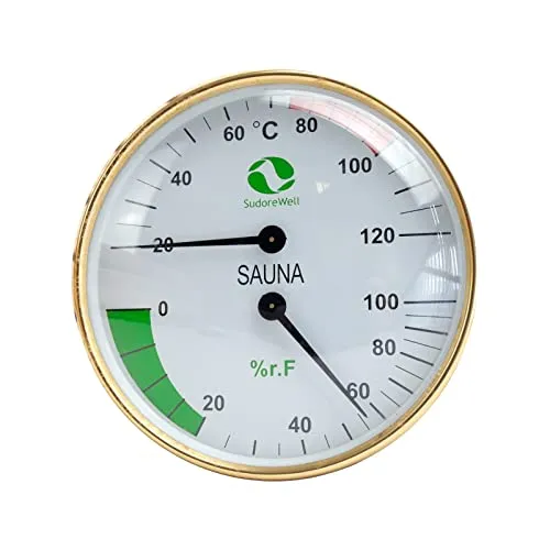 SudoreWell® Sauna Klimamesser mit Sauna Thermometer + Hygrometer ∅100mm