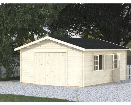 Palmako Roger Einzelgarage 23,9 m² mit Holztor - Hochwertige Holzgarage mit Satteldach, ideal für den Schutz Ihres Fahrzeugs und als Stauraum im Garten.