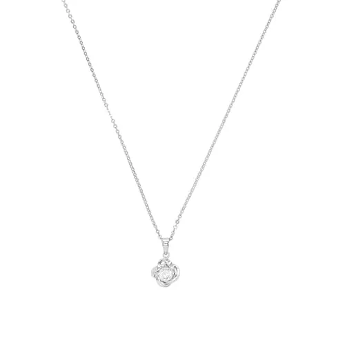 Amor Kette mit Anhänger aus 925 Sterling Silber - Elegante Damen Halskette mit knotenförmigem Anhänger aus 925 Sterling Silber, verziert mit einem funkelnden Zirkonia. Kommt in einer schönen Geschenkbox – perfekt für besondere Anlässe!