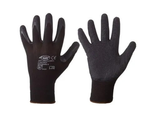 Paar *FINEGRIP* STRONGHAND HANDSCHUHE, SCHRUMPFLATEX SCHWARZ 1