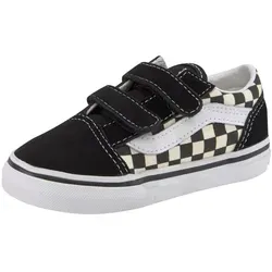 Vans Old Skool V Kleinkinderschuhe Schwarz EU 25 - Sneaker für Kleinkinder mit praktischem Klettverschluss, strapazierfähigem Wildleder und Canvas-Obermaterial – ideal für aktive Abenteuer und zeitlosen Stil.