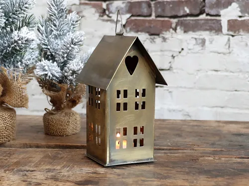 Chic Antique Lichthaus (15,5 cm, antique messing, Windlicht, Teelicht, Dekolicht