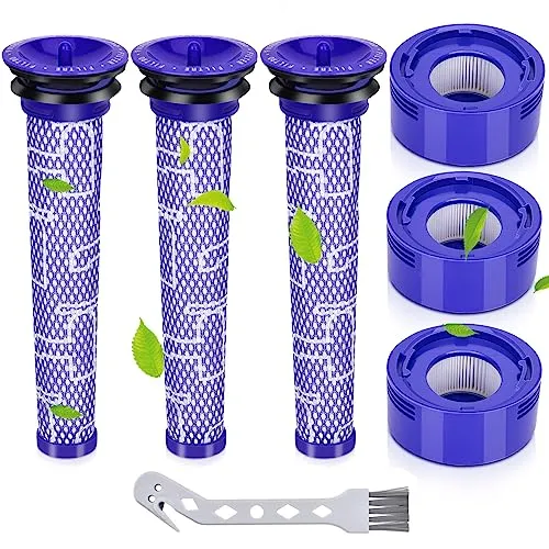 Smyidel V7 V8 Filter für Dyson,Ersetzt Filter und Vorfilter für Dyson V8 V7 Animal Absolute Motorhead Staubsauger,3 HEPA-Nachmotorfilter-Kit & 3 Vorfilter Ersatzfilterkit #965661-01&967478-01