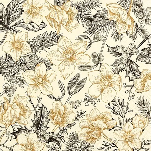 Servietten Modern Christmas Rose Zeichnung Weihnachten Christrose Blumen Deko 20