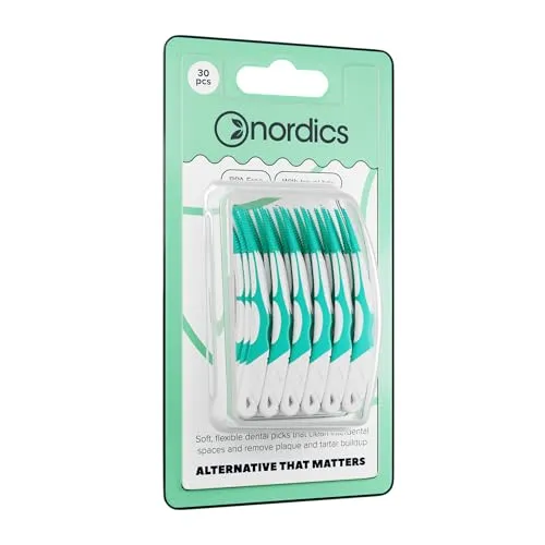 Öko Interdental-Zahnstocher Soft 0,4 mm | Silikon Pick | mit Reisebox | Vegan | 30 Stück | Nordics