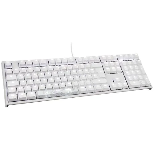 Ducky One 2 White Edition PBT Gaming Tastatur - Tastaturen mit hochwertigen Cherry MX-Blue-Tastenschaltern und stylischer weißer LED-Hintergrundbeleuchtung für präzises Gaming und Langlebigkeit.