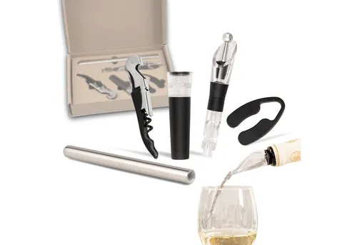 bremermann Sommelier-Set 5-tlg. für Weißwein - Entdecken Sie das bremermann Wein-Set 5tlg. für den perfekten Weingenuss. Mit Kühlstab, tropfsicherem Ausgießer und Vakuum-Pumpe für längere Frische – ideal für jeden Weinliebhaber!