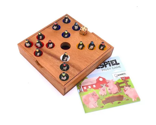 ROMBOL Ferkelspiel - Lustiges Würfelspiel für die ganze Familie - SPASS FÜR ALLE: Das Ferkelspiel begeistert 2-6 Spieler mit einfachem Regelwerk und eignet sich perfekt für Kinder ab 6 Jahren. Hergestellt aus robustem Samena-Holz, sorgt es für unvergessliche Spielmomente. Ideal als Geschenk!