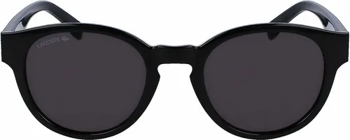 Lacoste L6000S Unisex-Sonnenbrille - Stilvolle Panto-Form - Sonnenbrille für Herren und Damen mit schwarzem Kunststoff-Gestell und grauen Gläsern, ideal für einen modischen Look bei Sonnenschein.