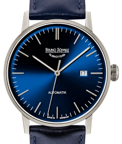 Bruno Söhnle Stuttgart 17-12173-341 Automatik - Armbanduhr für Unisex Erwachsene mit elegantem blauen Zifferblatt, Saphirglas und Schweizer Uhrwerk – ideal für stilbewusste Träger.
