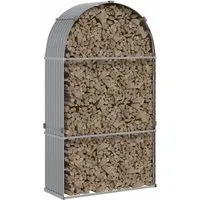 vidaXL Kaminholzunterstand Hellgrau 120x45x210 cm aus verzinktem Stahl - Robuster Kaminholzhalter für die sichere Aufbewahrung von Brennholz. Ideal für Kamin und Holzofen, wetterfest und mit guter Belüftung für trockenes Holz.