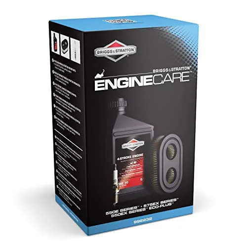 Briggs & Stratton Motorpflege-Kit für 550E-, 575EX- und 550EX-Series - Tuning Set für Rasenmäher, enthält alles für die Standardwartung: Öl, Zündkerze und Luftfilter für optimale Leistung und Langlebigkeit.