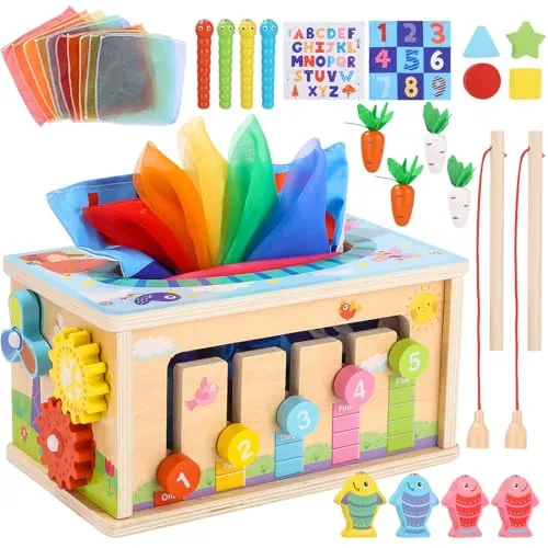 Yulado Montessori Spielzeug 6-in-1 Tücherbox