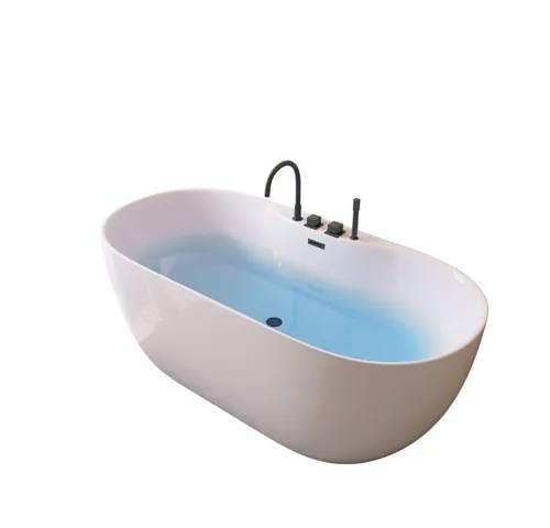 Home Deluxe LENI freistehende Badewanne - Weiß mit schwarzer Armatur - Sanitäranlagen & Zubehör - Luxuriöse freistehende Badewanne für 2 Personen mit Überlaufschutz und stilvollem Design, ideal für entspannende Spa-Momente.