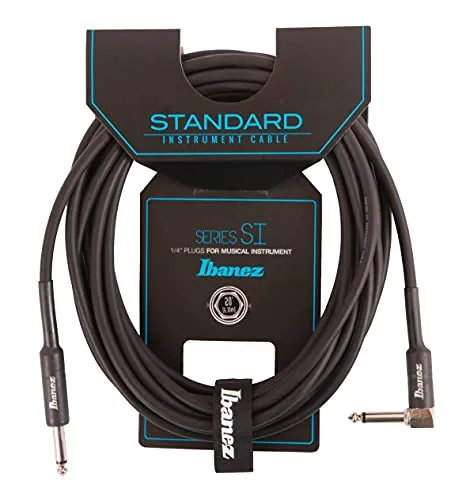 IBANEZ SI Serie (Standard) Instrumentenkabel - Gerade & abgewinkelter Stecker - Klinke - Klinke, Schwarz - 6,10 m / 20 ft (SI20L)