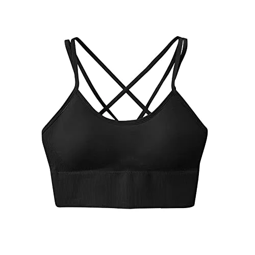 QKEPCY Tank Top Damen Sommer Kreuzträger Spaghettiträger Crop Top Ärmellos Sport Oberteile Basic Tops Trägertop Achselshirts Elastisch Trägershirt Neckholder Weste