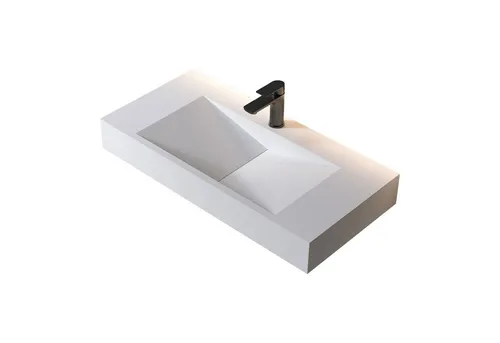 Bernstein Waschbecken PB2049 - 90 x 45 x 12 cm, Weiß matt - Elegantes Waschbecken aus Mineralguss, pflegeleicht und ideal für moderne Badezimmergestaltung.