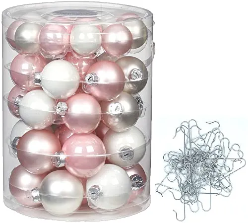 Inge-Glas Kugeldose 44tlg 4, 5, 6 cm, Glas mit Haken 50tlg (Noble Rose)