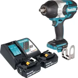 Makita DTW 1004 RT Akku Schlagschrauber 18 V mit 1050 Nm - Akkuschrauber mit bürstenlosem Motor für hohe Effizienz, inklusive 2x 5,0 Ah Akkus und Schnell Ladegerät, ideal für schwere Verschraubungen im Bau- und Kfz-Bereich.