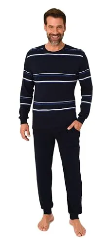 Normann Herren Schlafanzug - Kuschel Interlock Qualität, Blau, Größe 58 - Kuscheliger Schlafanzug aus warmer Interlock-Qualität für kalte Nächte. Mit praktischen Bündchen für optimalen Sitz und Komfort. Auch in Übergrößen erhältlich, sorgt für angenehmes Tragegefühl und entspannten Schlaf.