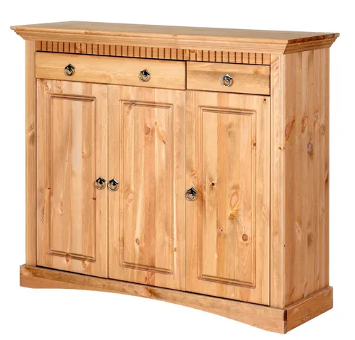 Clever-Moebel Kommode 3 trg aus Kiefernholz - Stilvolle Kommode im Landhausstil, 3 Türen und 2 verstellbare Einlegeböden bieten viel Stauraum, ideal für jedes Zuhause.