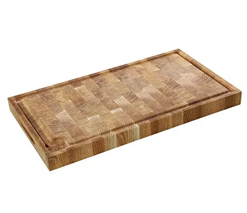 Zassenhaus KP0000057201 Eiche Stirnholz Hackblock - Hackbrett aus kerniger Eiche, ideal zum Schneiden von Fleisch, Obst und Gemüse - robust und langlebig für jede Küche.