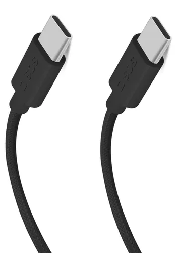 SBS USB-C - USB-C-Textilkabel mit Kabelhalter, 1,5 Meter