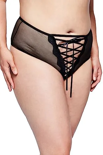 Ulla Popken Damen große Größen Übergrößen Plus Size Stringpanty, Ouvert, High Waist schwarz 46+ 824737130-46+