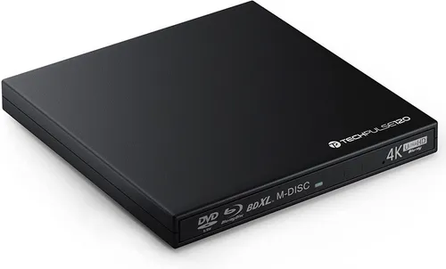 techPulse120 Blu-ray Brenner 4K UHD - Ultra-slim Blu-ray Brenner für Netbooks und Notebooks, unterstützt 4K UHD und 3D-Inhalte mit superschnellem USB 3.0 Anschluss, kompatibel mit Windows und macOS.