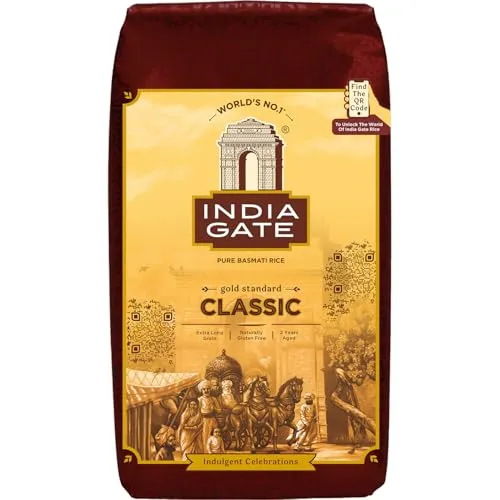 INDIA GATE Classic Basmati Rice (aus Indien, feines Langkorn) aromatisch, Vorratspackung - 1er Pack (1 x 1 kg)