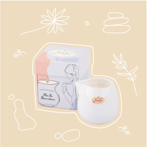 BadeFee Massagekerze Wellness Heiße Beerchen Aroma Massage Vegan Shea Butter