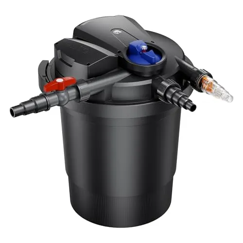 SunSun CPA-10000 Druckteichfilter - Gartenteichfilter für Teiche bis 12.000 Liter, mit integriertem UVC-Teichklärer zur effektiven Algenbekämpfung und kristallklarem Wasser.