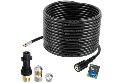 McFilter Hochdruckschlauch Rohrreinigungsschlauch, 25m, 200 bar, kompatibel mit Kärcher K7, Hochdruckreiniger, inkl. Adapter, Düsen starr + rotierend, (0 St)