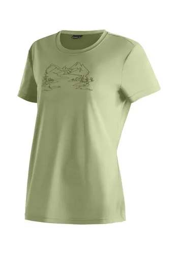 Maier Sports T-Shirt Wilma Print Damen Kurzarmshirt - Leichtes Sommer Funktionsshirt - Dieses leichte Damen-T-Shirt aus 100% Polyester bietet hohen Tragekomfort. Ideal für warme Tage und aktive Freizeitgestaltung. Maschinenwaschbar für einfache Pflege.