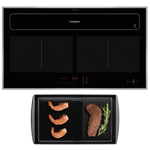 Oranier Kochfeld Induktion 90 cm autark Dunstabzug Umluft & Grillplatte & Rahmen