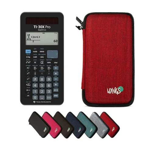 Texas Instruments TI-30X Pro MathPrint mit WYNGS Schutztasche Rot - Wissenschaftlicher Taschenrechner mit Hochauflösung und umfassenden Funktionen, inklusive robuster WYNGS Schutztasche für optimalen Schutz und Sicherheit.