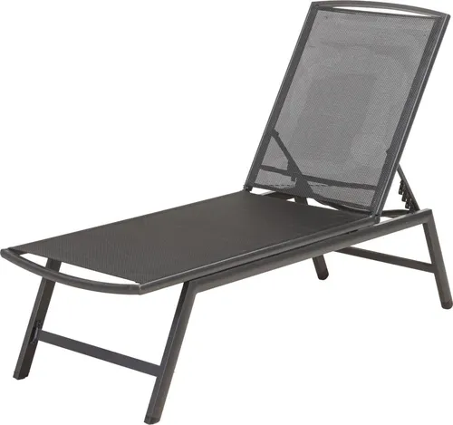 TrendLine Alu Sonnenliege Comfort mit Textilen Bespannung, schwarz - Liegen für höchsten Komfort, wetterfest und ideal für Garten oder Terrasse.