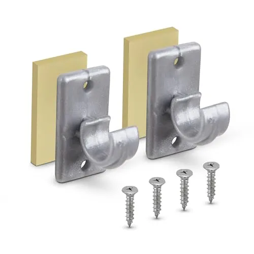 Bestlivings 4er Pack Ersatzträger für Gardinenstangen bis Ø 12 mm in Silber (L 2,5 cm), Träger für Cafehausstangen, Scheibenstangen