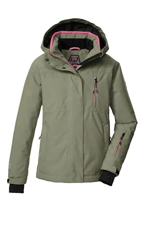 KILLTEC KSW 205 GRLS SKI JCKT Kinder Skijacke, Gr. 140, grün - Funktionsjacken: Wasserdichte und atmungsaktive Ski-Jacke mit verstellbarer Kapuze und cleveren Features für Kids, ideal für den Wintersport.