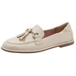 Tamaris Damen Loafer flach Leder, beige, 38 EU in beige von Tamaris