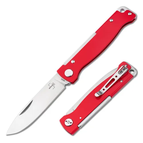 Böker Plus Atlas Red Taschenmesser - Taschenmesser mit Slipjoint-Mechanismus und praktischem Hosenclip. Ideal für den Alltag, leicht und handlich mit nur 50 g.