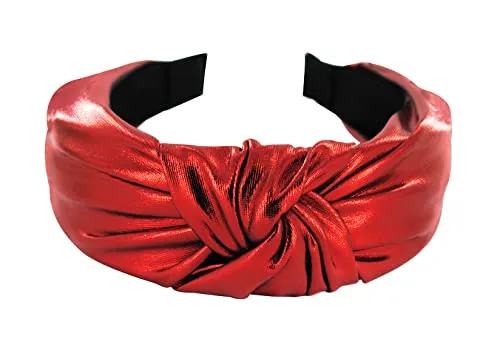 axy Breiter Haarreif mit Knoten Metallicfarbe - Damen Haarreifen in Metallic-Optik Stirnband Haarschmuck HR35G (Rot)