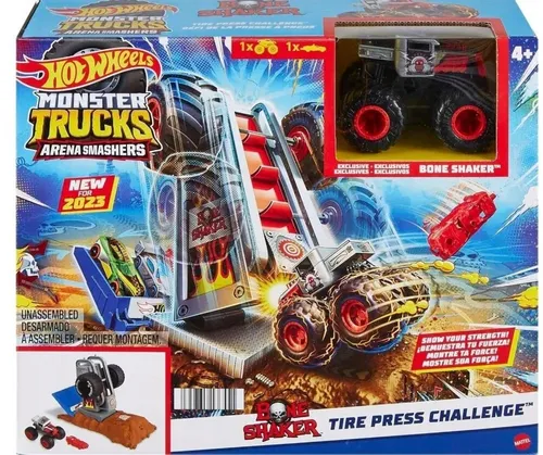 Hot Wheels Monster Trucks Bone Shaker Tire Press Challenge HNB88