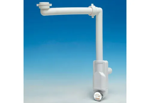 SO-TECH® Siphon Raumsparsiphon 32 - 40 mm Ablaufgarnitur f. Küche und Bad, Raumspar-Siphon weiß mit Reinigungsöffnung