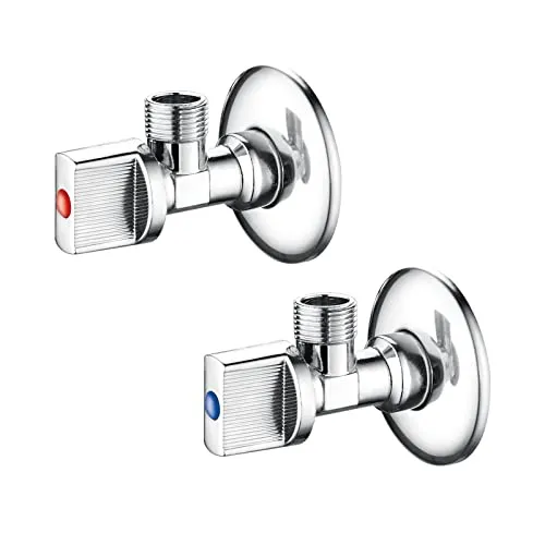Ibergrif Eckventil 1/2 Zoll Wandanschluss, 1/2 Zoll Schlauchanschluss (2er Set) – Universalventile, Metall-Eckventil, Waschbecken, Wasserventil, Messing, Chrom