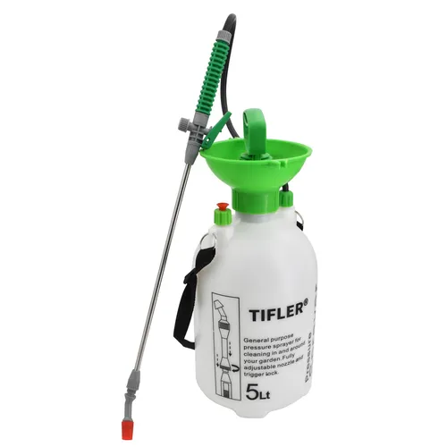 Tifler Drucksprüher 5L mit Lanze und Überdruckventil Pflanzensprüher Pumpsprüher