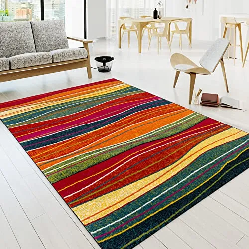 Paco Home Teppich Wohnzimmer Schlafzimmer Jugendzimmer Kurzflor Modern Vintage Abstrakte Muster, Grösse:240x330 cm, Farbe:Bunt 3