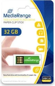 MediaRange USB Nanostick 32GB m. Klammerfunktion grün