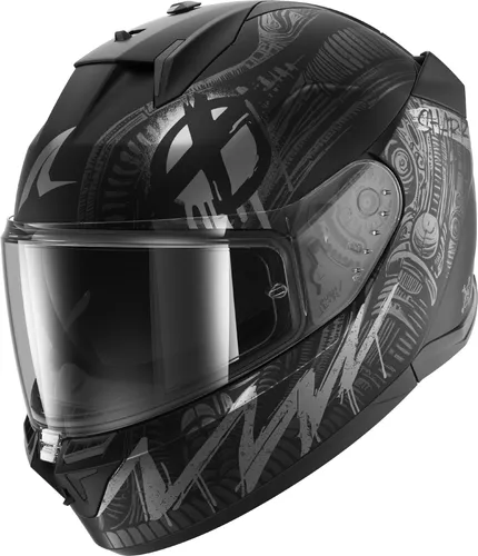 Shark D-Skwal 3 Shiever Helm – Schwarz Matt/Silber, Größe L (59/60) - Sportlicher Integralhelm mit innovativem Design und optimaler Aerodynamik. Hervorragender Tragekomfort dank ‚Best Fit‘ Technologie und kratzfestem Visier für besten Fahrspaß.